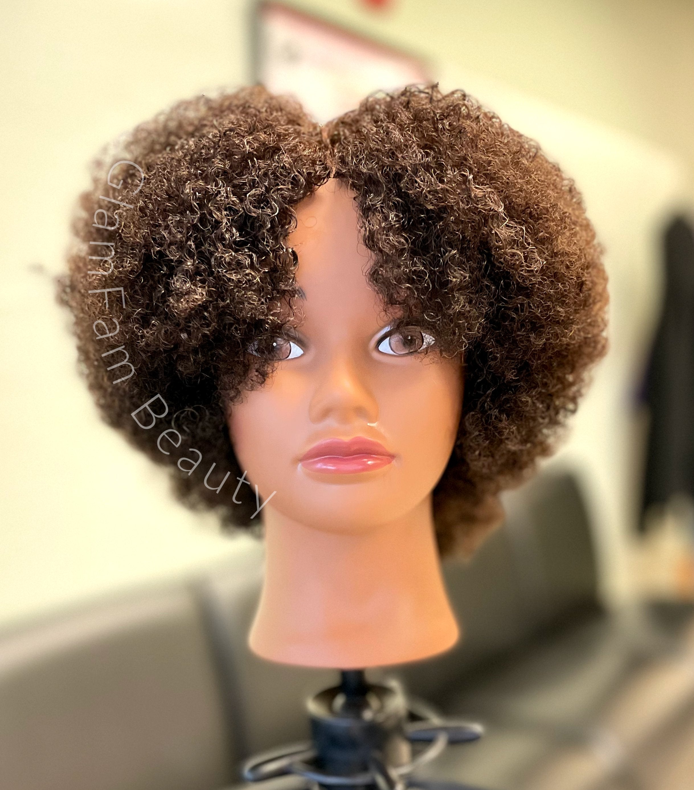 ErSiMan Afro Cosmetology Mannequin Head Bald Manikin head for Wigs Making  Wig Display Hat Display Glasses Display with Free Clamp …